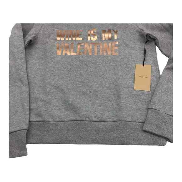 Halogen Women’s Gray Gold Graphic Sweatshirt Wine Is My Valentine Size S NWT - Picture 6 of 16